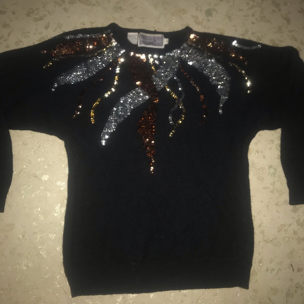 Vintage Sequined angora and silk sweater